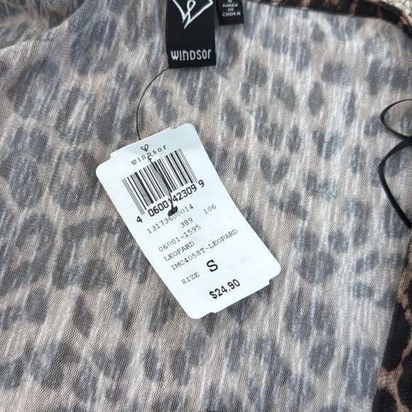 Cheetah Print Ruched Mesh Top - Picture 3 of 3